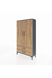 Arges Dolap 3 Raflı 2 Çekmeceli 2 Kapaklı 88x30x163 Antrasit-Çam