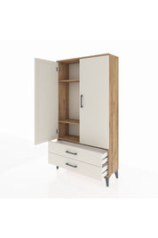 Arges Dolap 3 Raflı 2 Çekmeceli 2 Kapaklı 88x30x163 Çam-Aytaşı