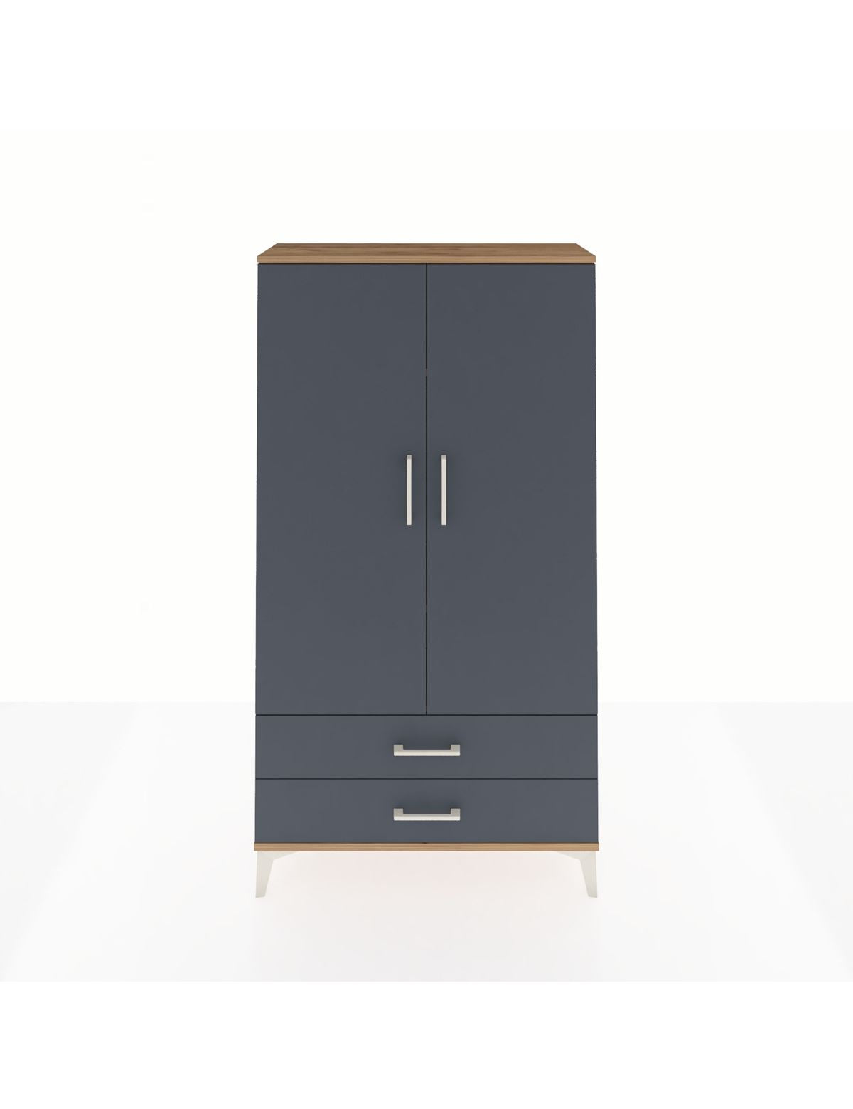 Arges Dolap 3 Raflı 2 Çekmeceli 2 Kapaklı 88x30x163 Çam-Antrasit