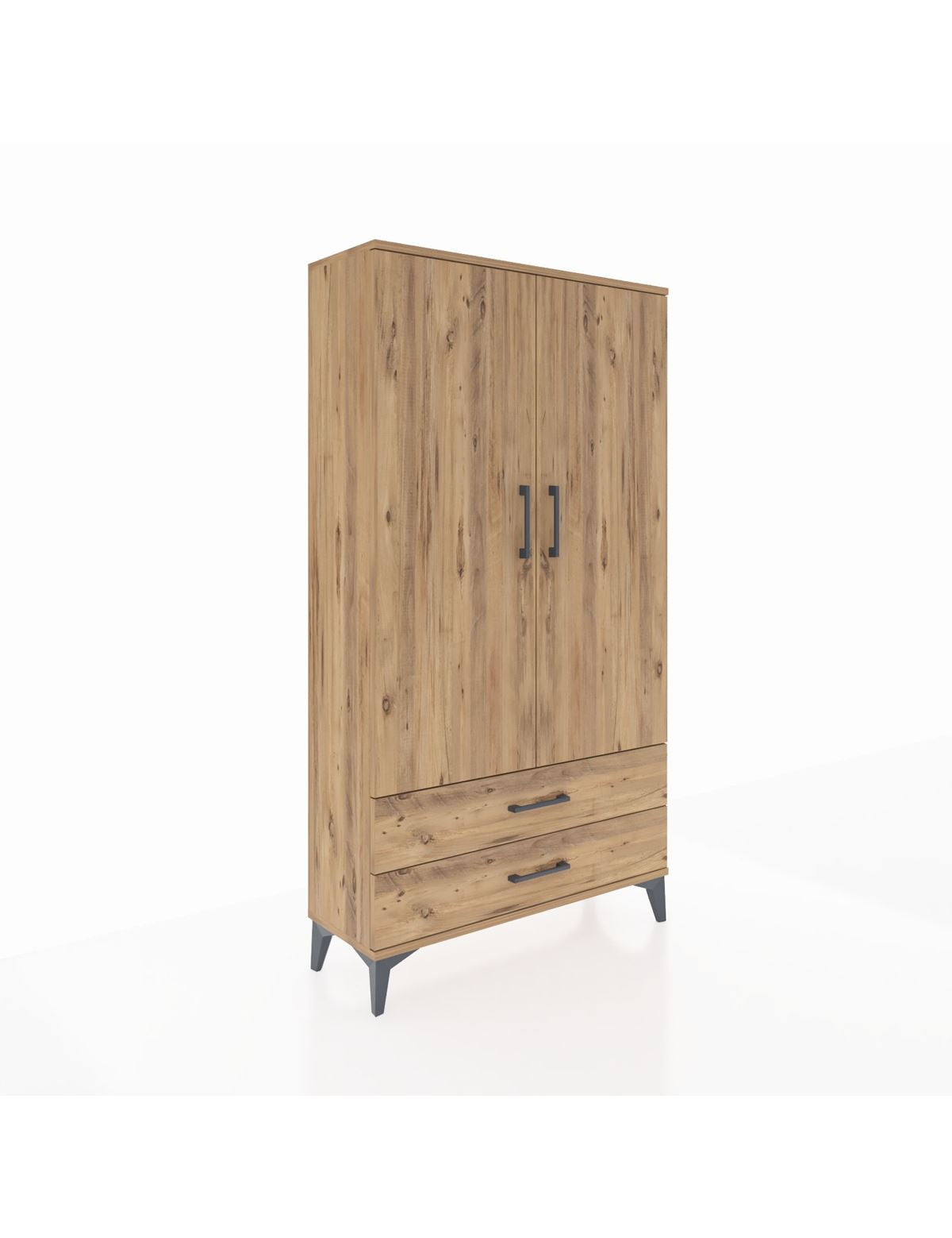 Arges Dolap 3 Raflı 2 Çekmeceli 2 Kapaklı 88x30x163 Çam-Çam