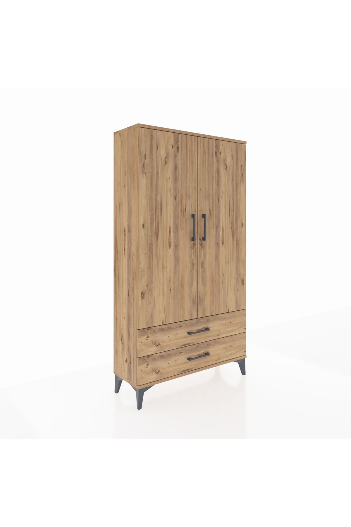 Arges Dolap 3 Raflı 2 Çekmeceli 2 Kapaklı 88x30x163 Çam-Çam