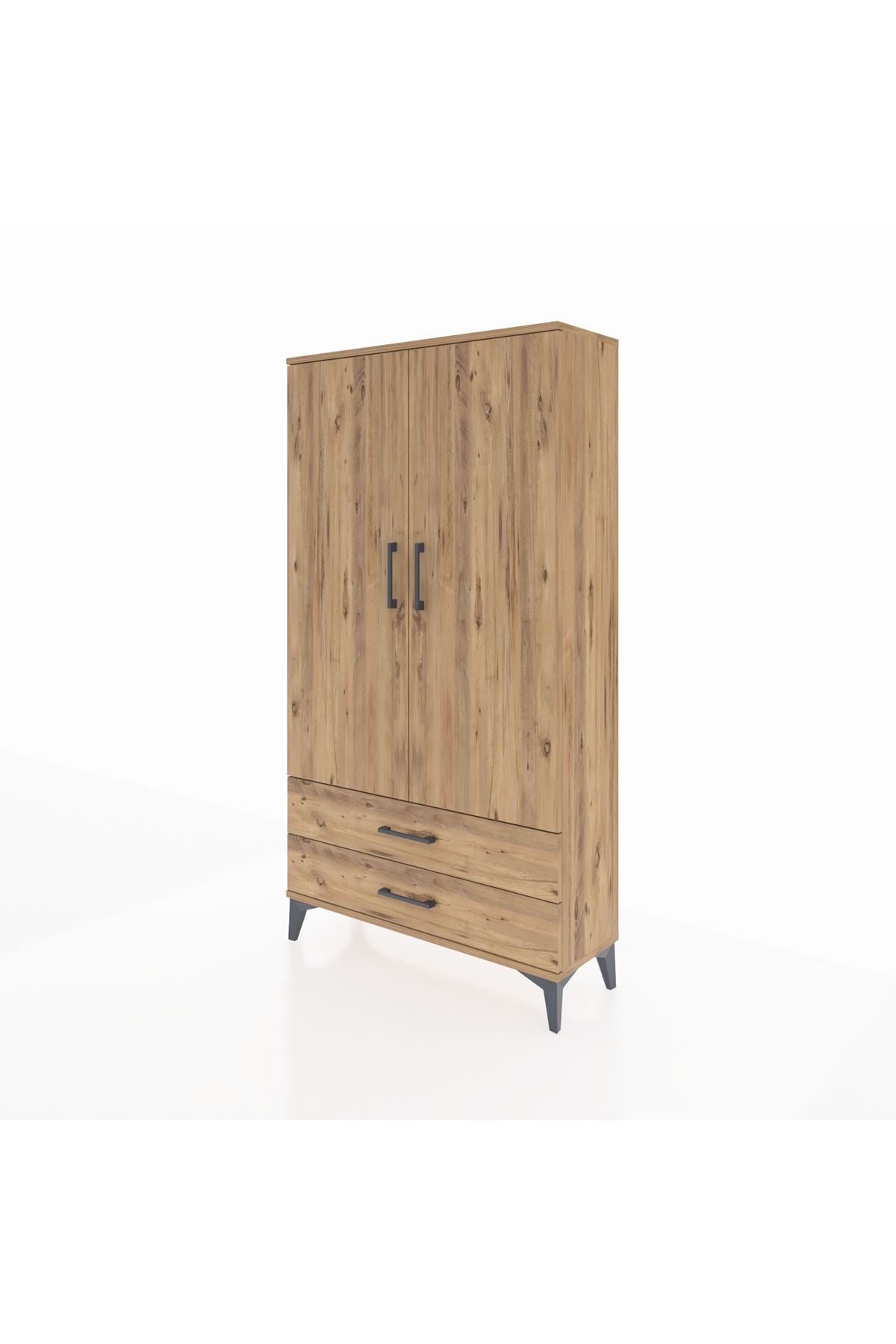 Arges Dolap 3 Raflı 2 Çekmeceli 2 Kapaklı 88x30x163 Çam-Çam