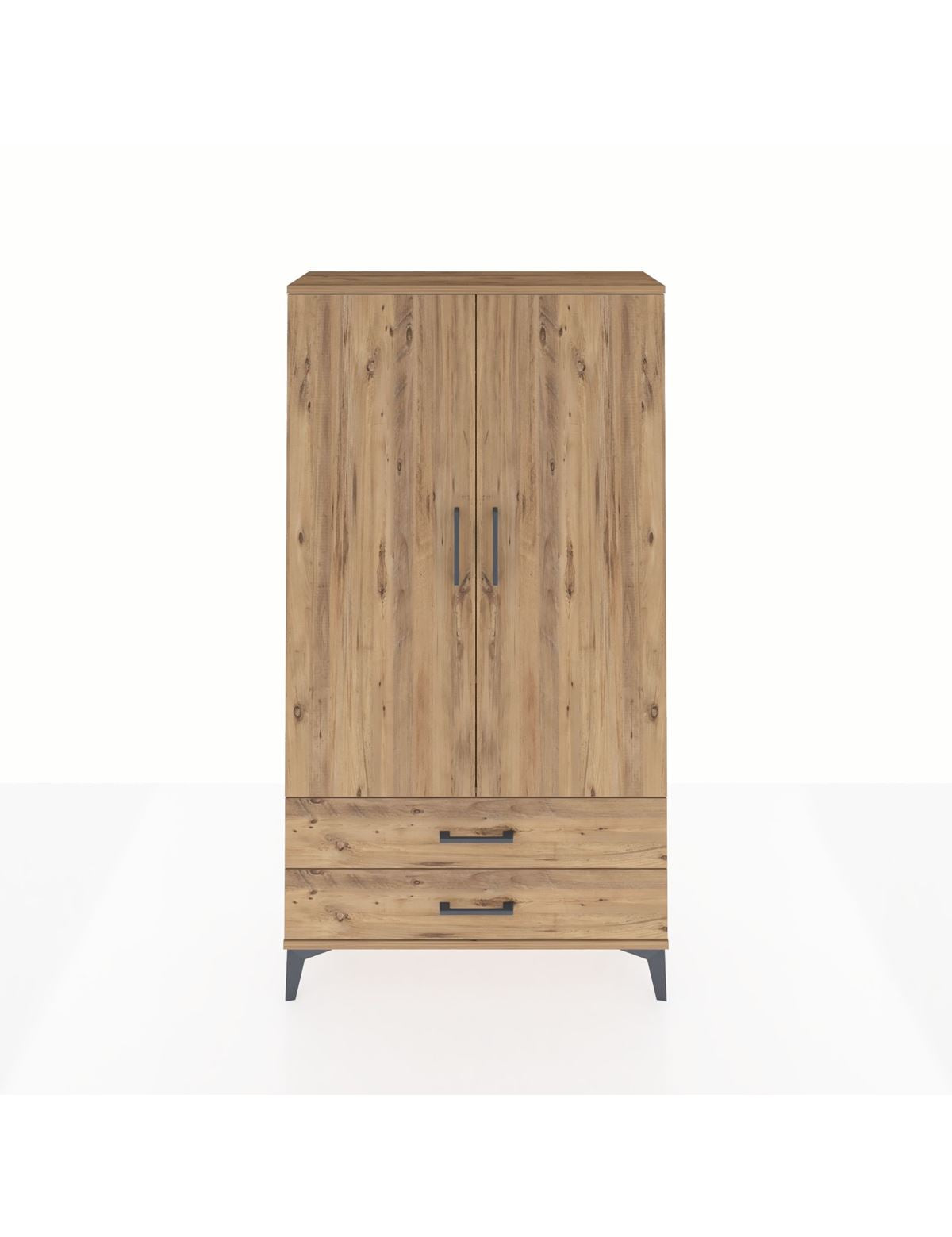 Arges Dolap 3 Raflı 2 Çekmeceli 2 Kapaklı 88x30x163 Çam-Çam