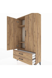 Arges Dolap 3 Raflı 2 Çekmeceli 2 Kapaklı 88x30x163 Çam-Çam