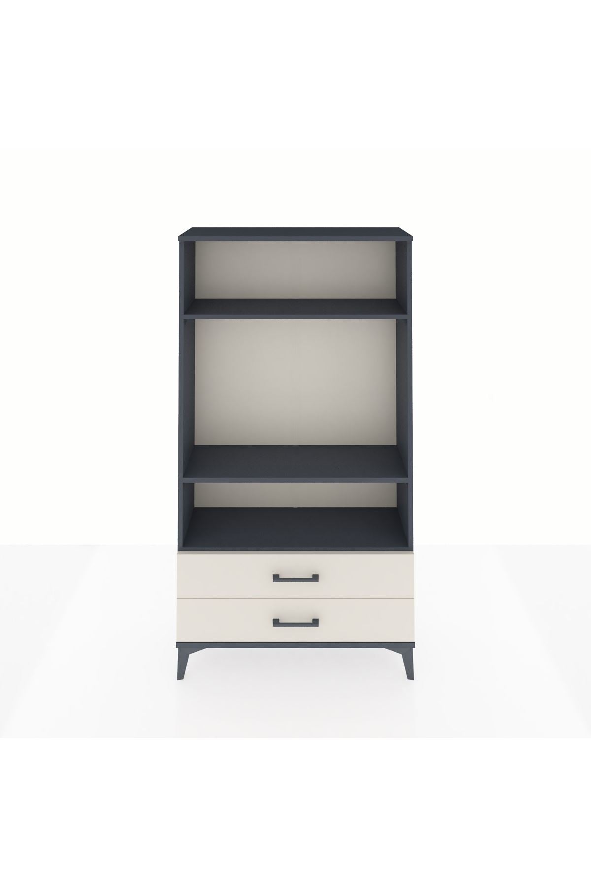 Arges Dolap 3 Raflı 2 Çekmeceli 88x30x163 Antrasit-Aytaşı