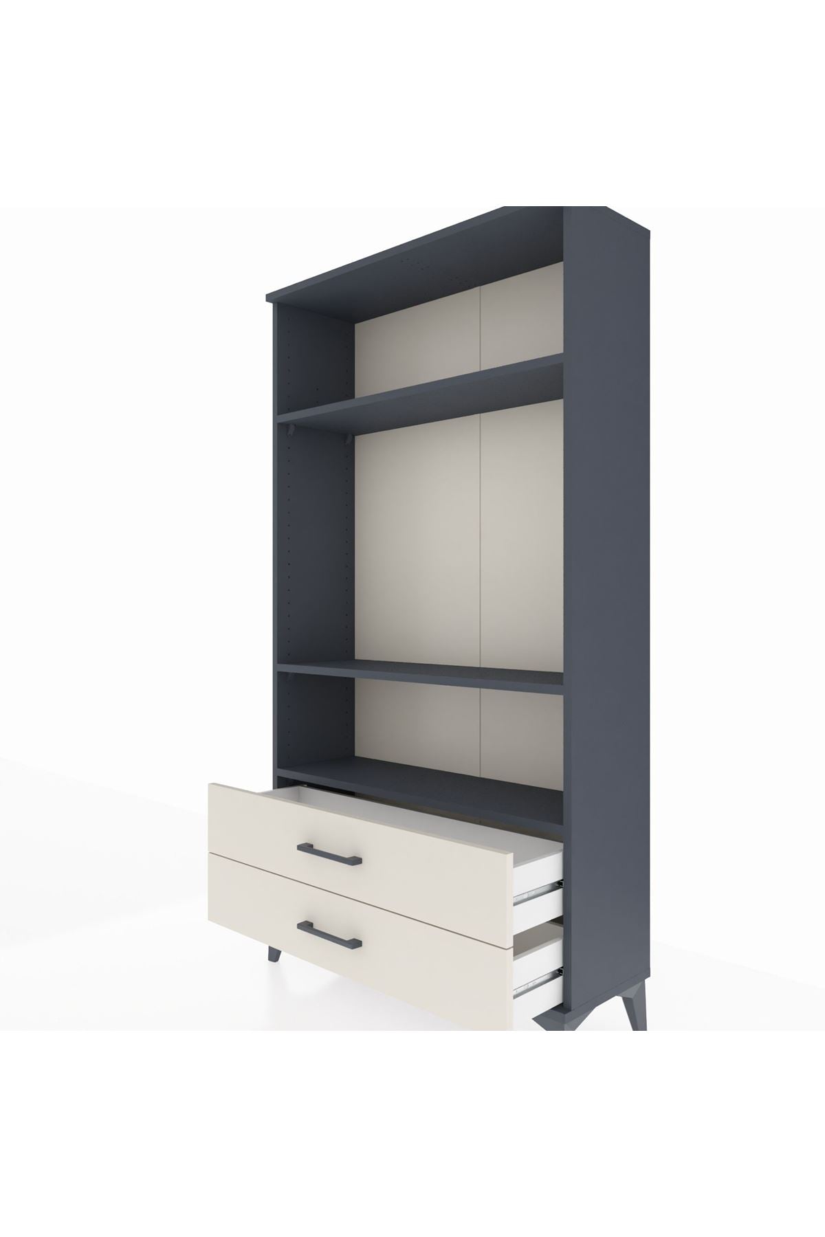 Arges Dolap 3 Raflı 2 Çekmeceli 88x30x163 Antrasit-Aytaşı