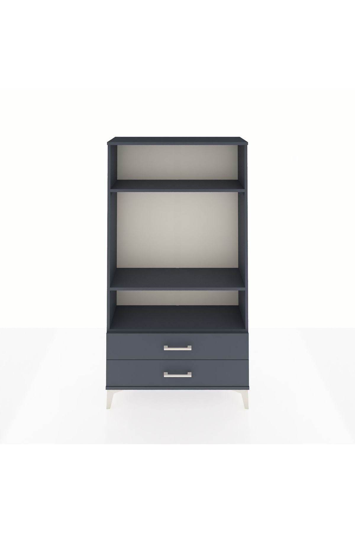 Arges Dolap 3 Raflı 2 Çekmeceli 88x30x163 Antrasit-Antrasit