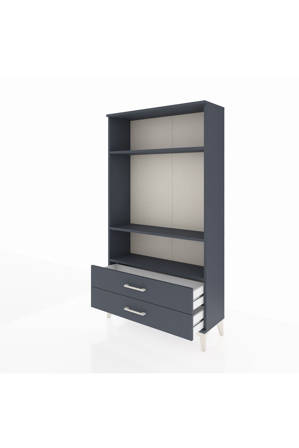 Arges Dolap 3 Raflı 2 Çekmeceli 88x30x163 Antrasit-Antrasit