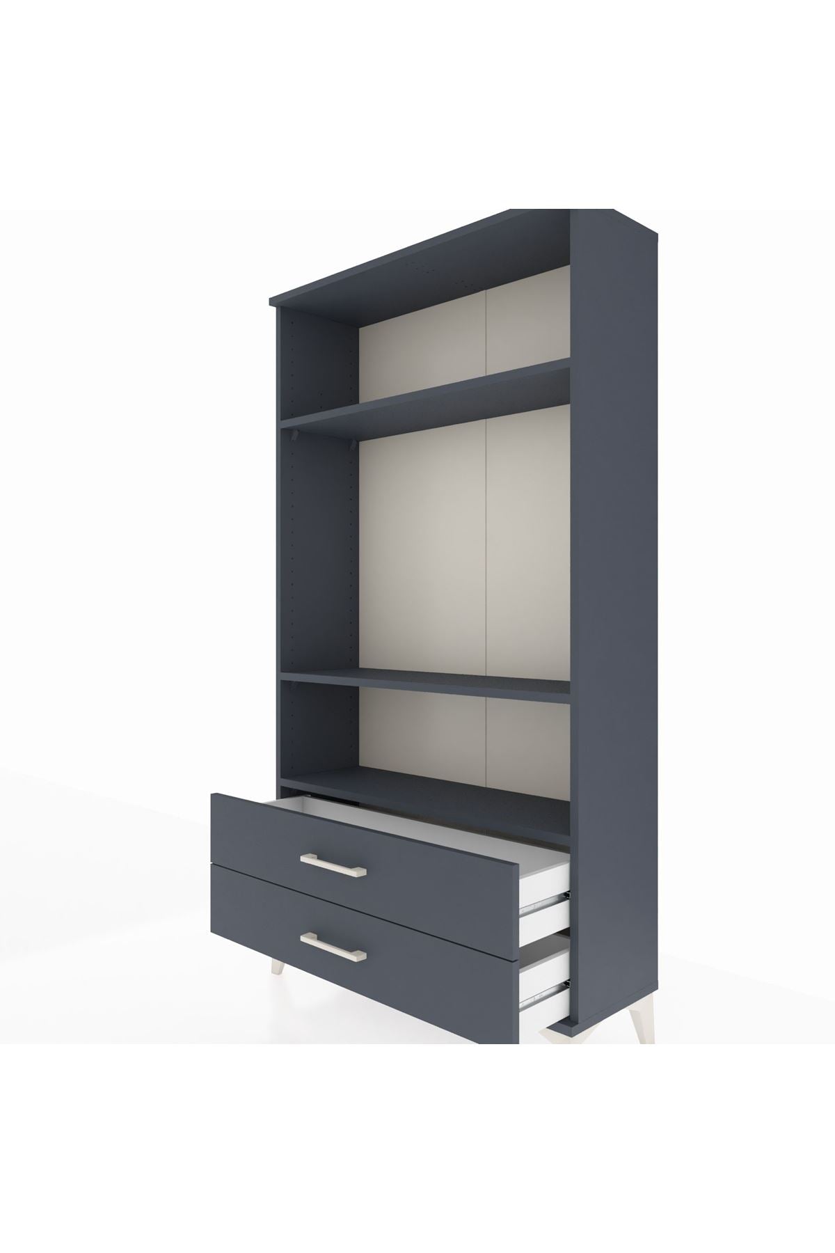 Arges Dolap 3 Raflı 2 Çekmeceli 88x30x163 Antrasit-Antrasit