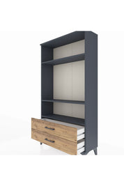 Arges Dolap 3 Raflı 2 Çekmeceli 88x30x163 Antrasit-Çam