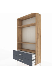 Arges Dolap 3 Raflı 2 Çekmeceli 88x30x163 Çam-Antrasit