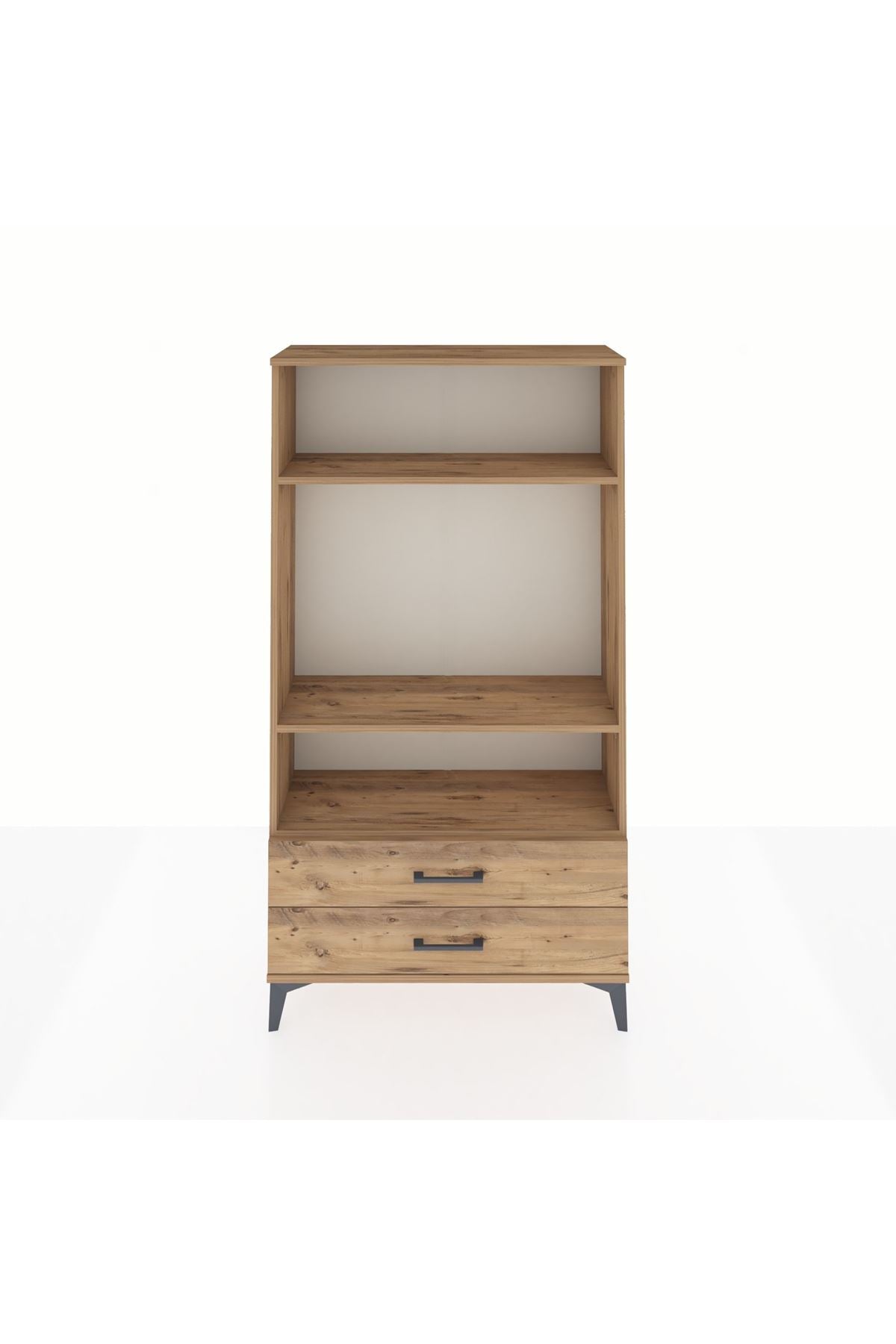 Arges Dolap 3 Raflı 2 Çekmeceli 88x30x163 Çam-Çam