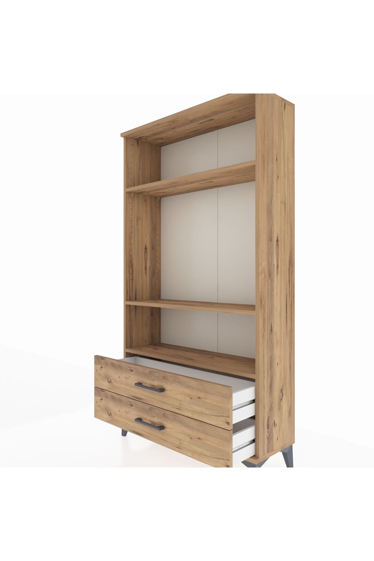 Arges Dolap 3 Raflı 2 Çekmeceli 88x30x163 Çam-Çam