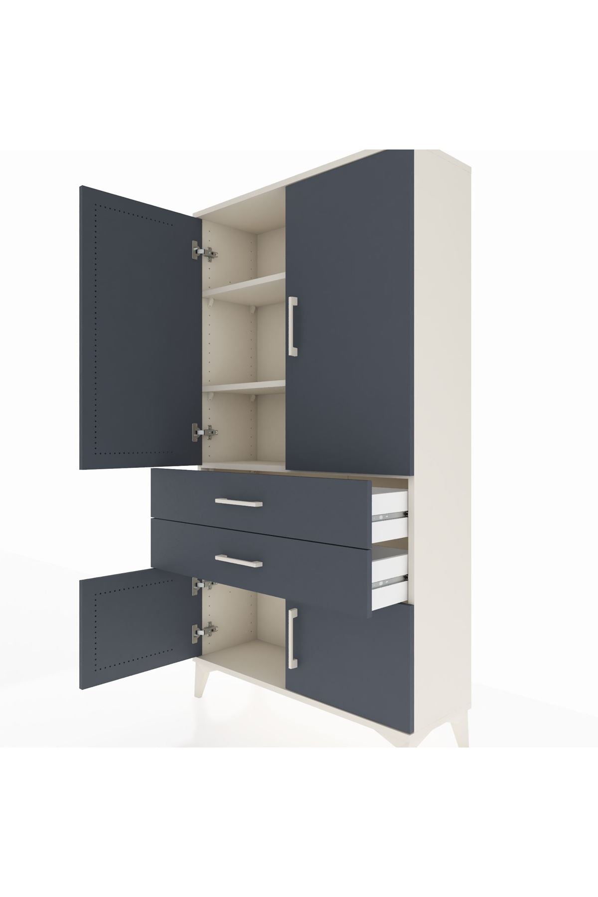 Arges Dolap 3 Raflı 2 Çekmeceli 4 Kapaklı 88x30x163 Aytaşı-Antrasit