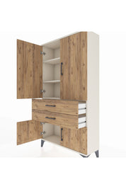 Arges Dolap 3 Raflı 2 Çekmeceli 4 Kapaklı 88x30x163 Aytaşı-Çam
