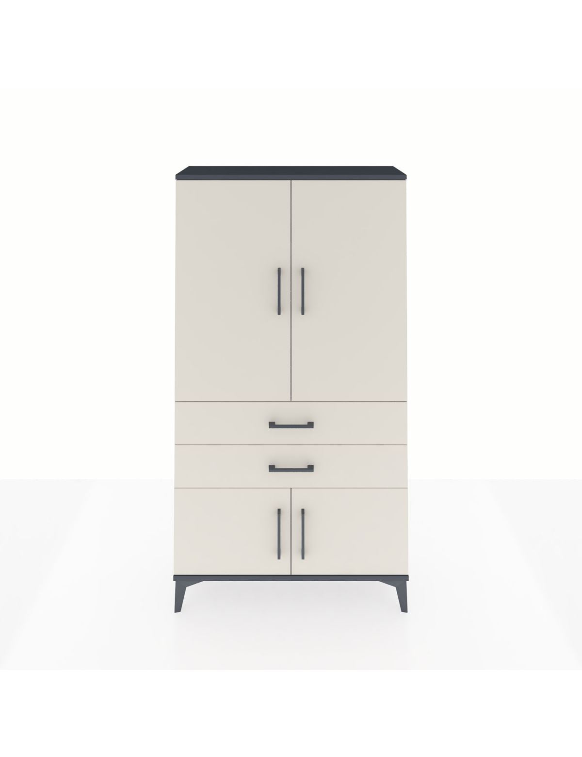 Arges Dolap 3 Raflı 2 Çekmeceli 4 Kapaklı 88x30x163 Antrasit-Aytaşı