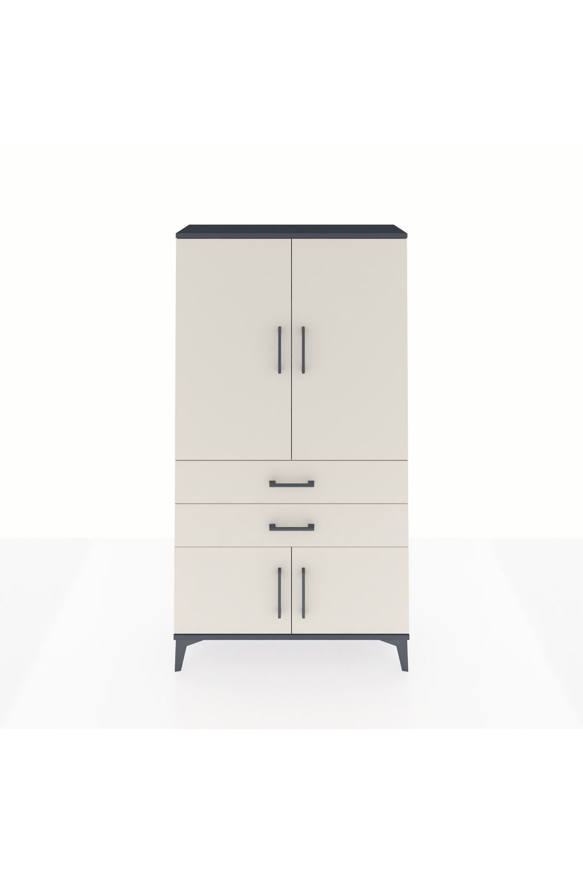 Arges Dolap 3 Raflı 2 Çekmeceli 4 Kapaklı 88x30x163 Antrasit-Aytaşı