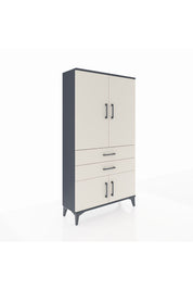 Arges Dolap 3 Raflı 2 Çekmeceli 4 Kapaklı 88x30x163 Antrasit-Aytaşı