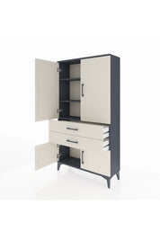 Arges Dolap 3 Raflı 2 Çekmeceli 4 Kapaklı 88x30x163 Antrasit-Aytaşı