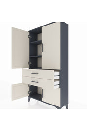 Arges Dolap 3 Raflı 2 Çekmeceli 4 Kapaklı 88x30x163 Antrasit-Aytaşı