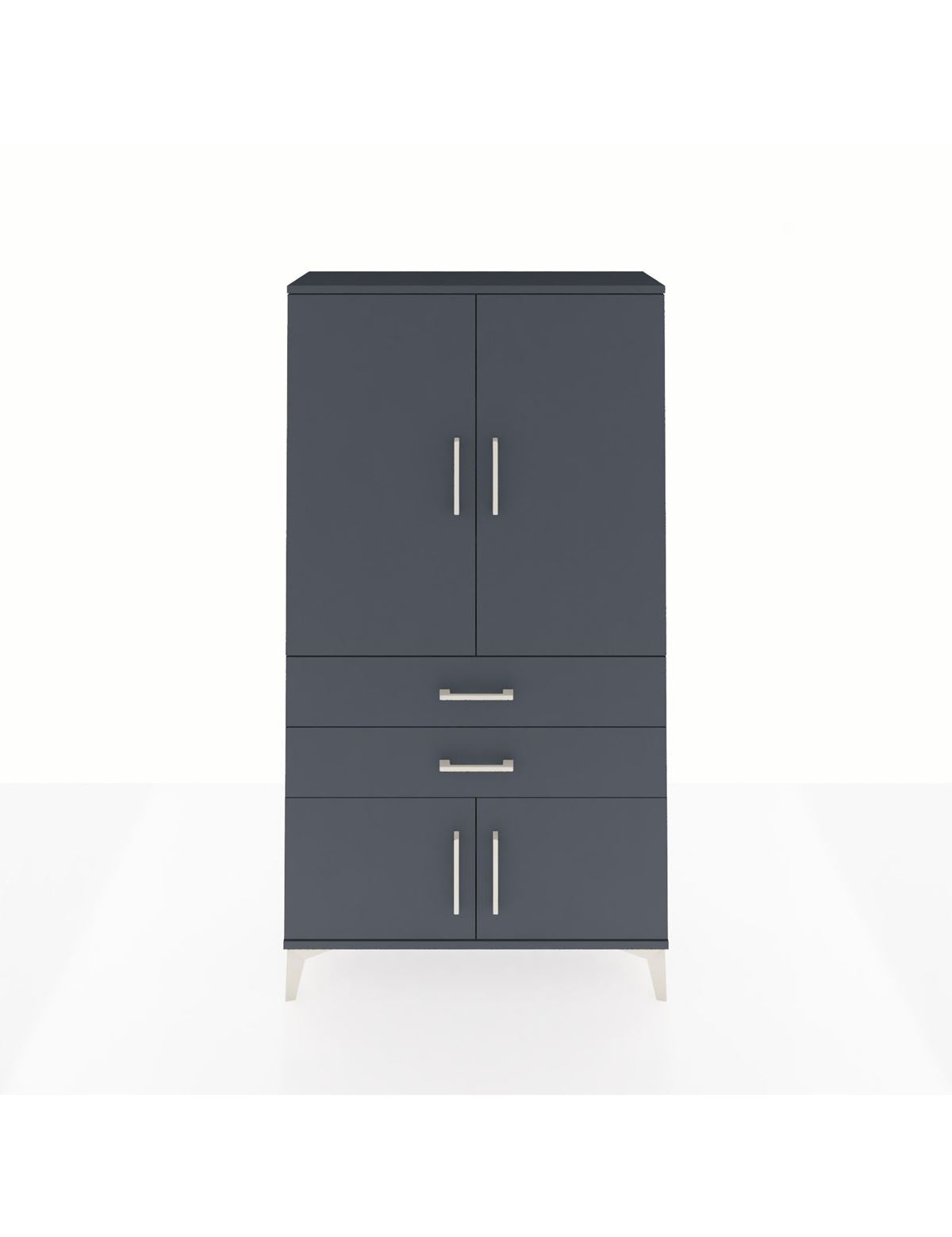 Arges Dolap 3 Raflı 2 Çekmeceli 4 Kapaklı 88x30x163 Antrasit-Antrasit