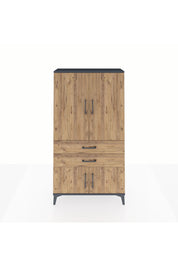 Arges Dolap 3 Raflı 2 Çekmeceli 4 Kapaklı 88x30x163 Antrasit-Çam