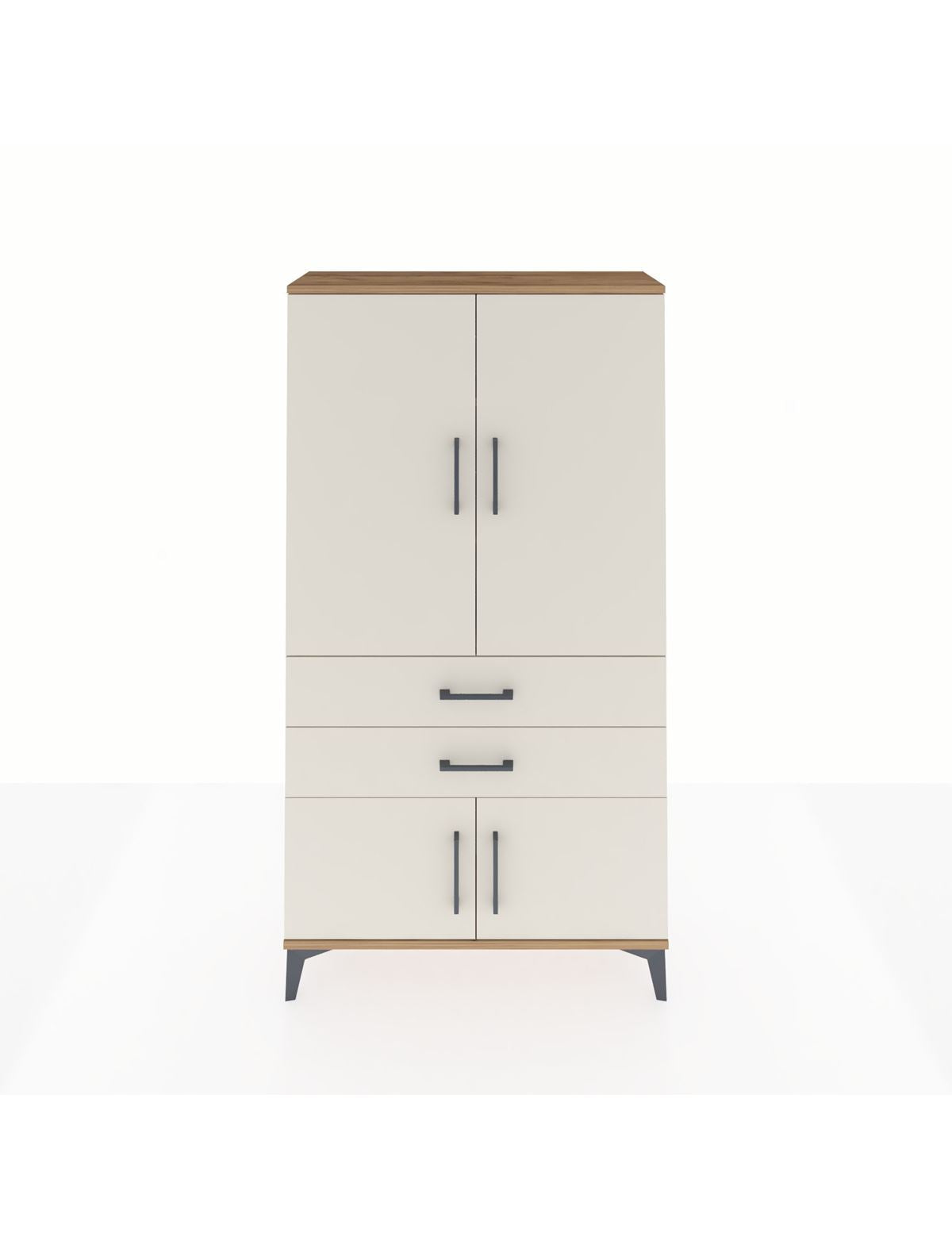 Arges Dolap 3 Raflı 2 Çekmeceli 4 Kapaklı 88x30x163 Çam-Aytaşı