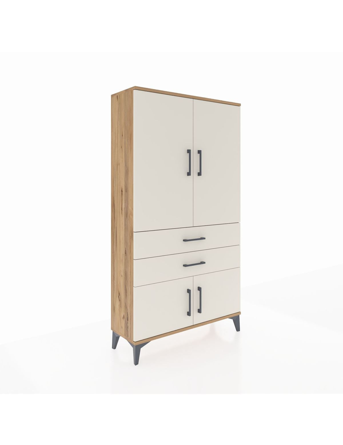 Arges Dolap 3 Raflı 2 Çekmeceli 4 Kapaklı 88x30x163 Çam-Aytaşı