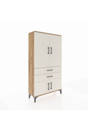 Arges Dolap 3 Raflı 2 Çekmeceli 4 Kapaklı 88x30x163 Çam-Aytaşı