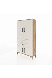 Arges Dolap 3 Raflı 2 Çekmeceli 4 Kapaklı 88x30x163 Çam-Aytaşı