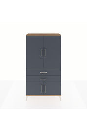 Arges Dolap 3 Raflı 2 Çekmeceli 4 Kapaklı 88x30x163 Çam-Antrasit