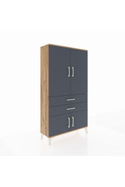 Arges Dolap 3 Raflı 2 Çekmeceli 4 Kapaklı 88x30x163 Çam-Antrasit