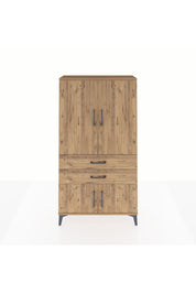 Arges Dolap 3 Raflı 2 Çekmeceli 4 Kapaklı 88x30x163 Çam-Çam