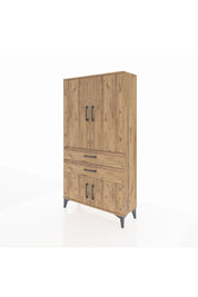 Arges Dolap 3 Raflı 2 Çekmeceli 4 Kapaklı 88x30x163 Çam-Çam