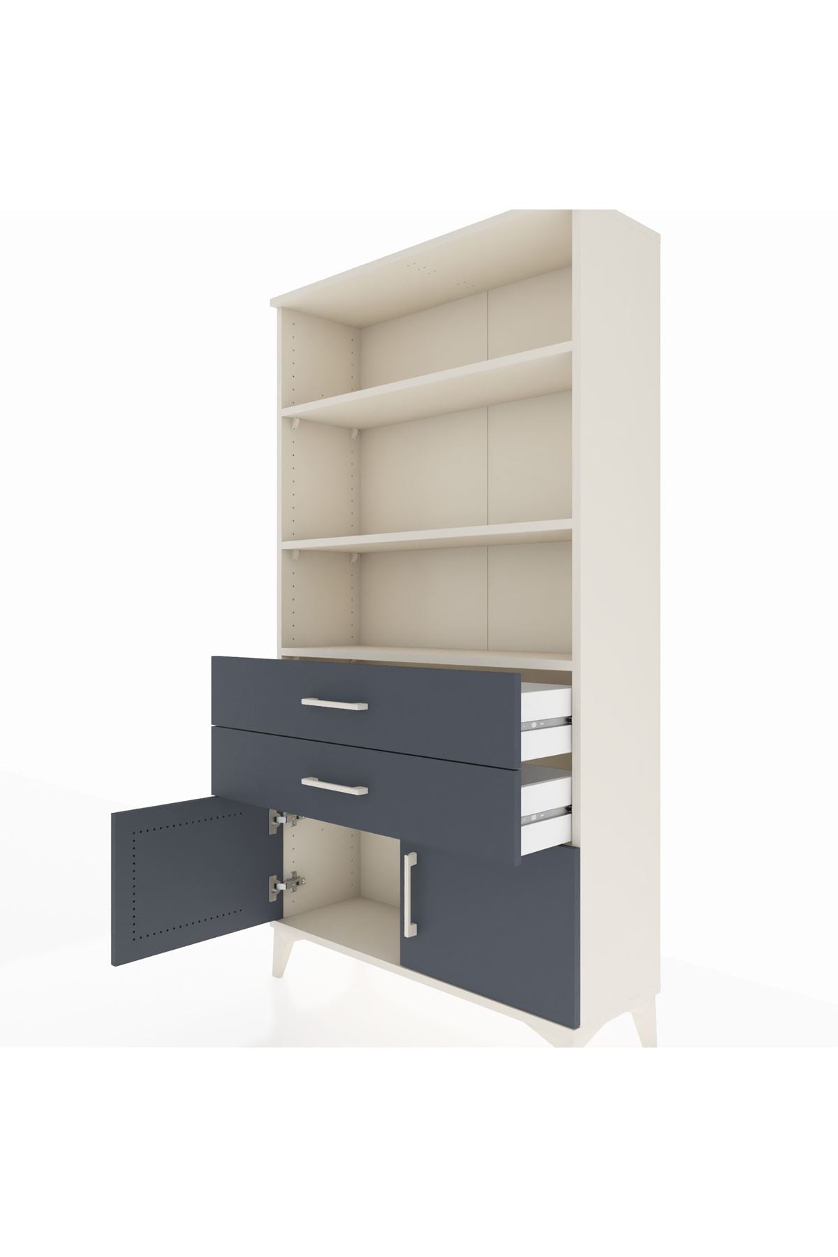 Arges Dolap 3 Raflı 2 Çekmeceli 2 Kapaklı 88x30x163 Aytaşı-Antrasit