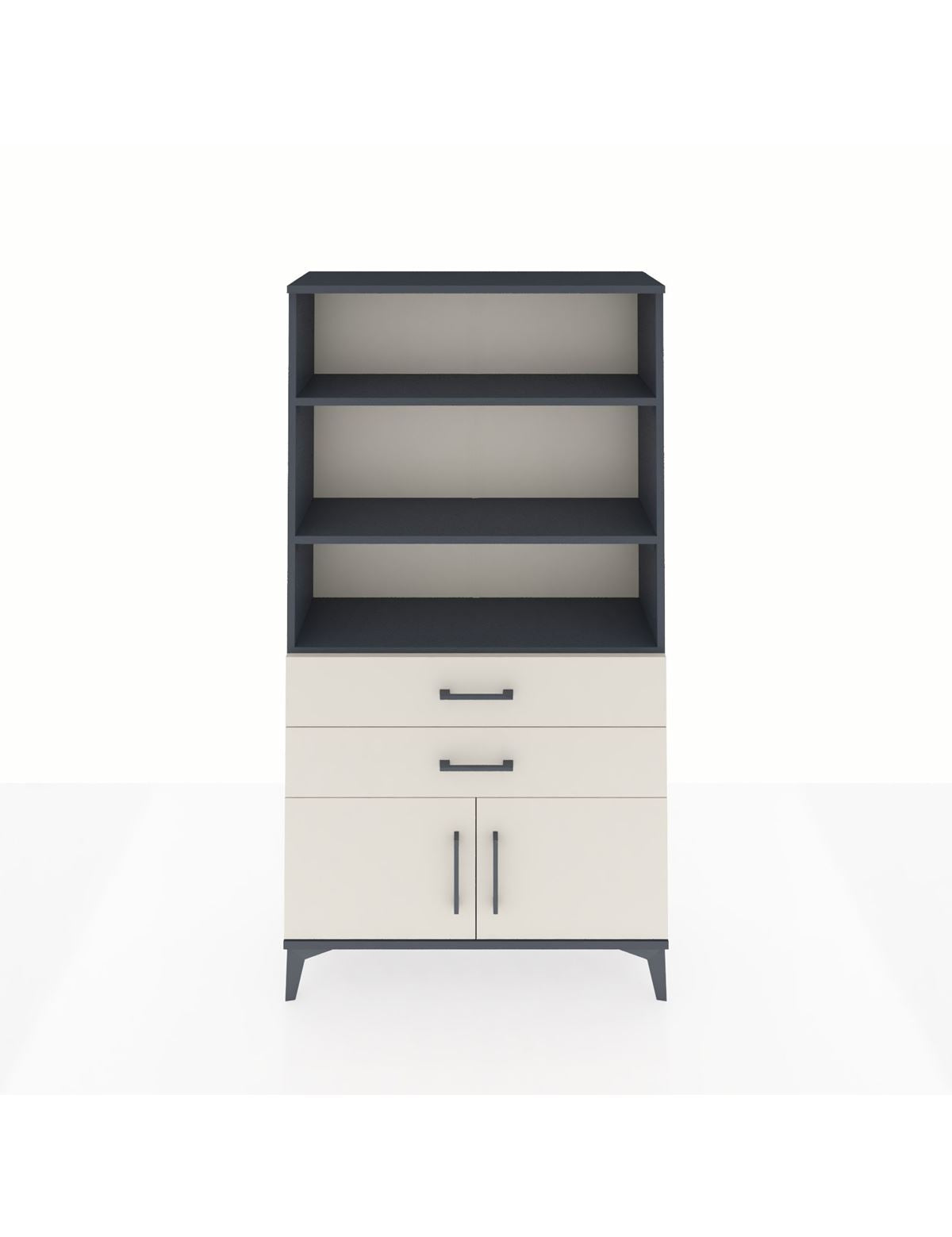 Arges Dolap 3 Raflı 2 Çekmeceli 2 Kapaklı 88x30x163 Antrasit-Aytaşı