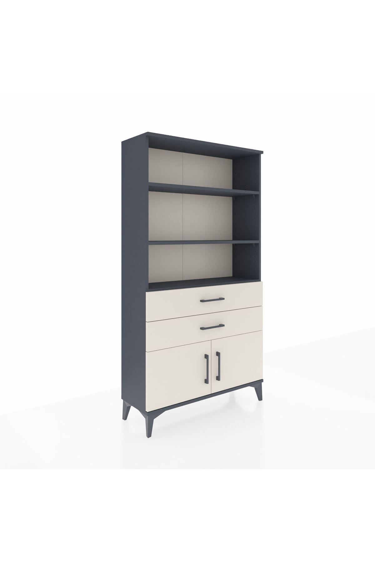 Arges Dolap 3 Raflı 2 Çekmeceli 2 Kapaklı 88x30x163 Antrasit-Aytaşı