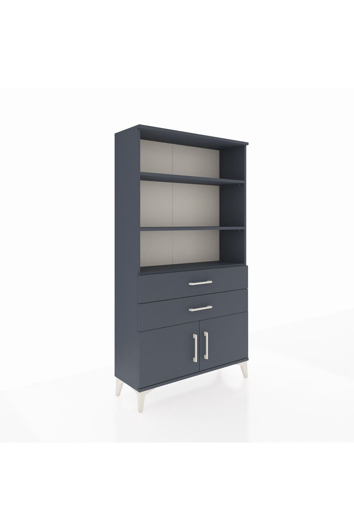 Arges Dolap 3 Raflı 2 Çekmeceli 2 Kapaklı 88x30x163 Antrasit-Antrasit