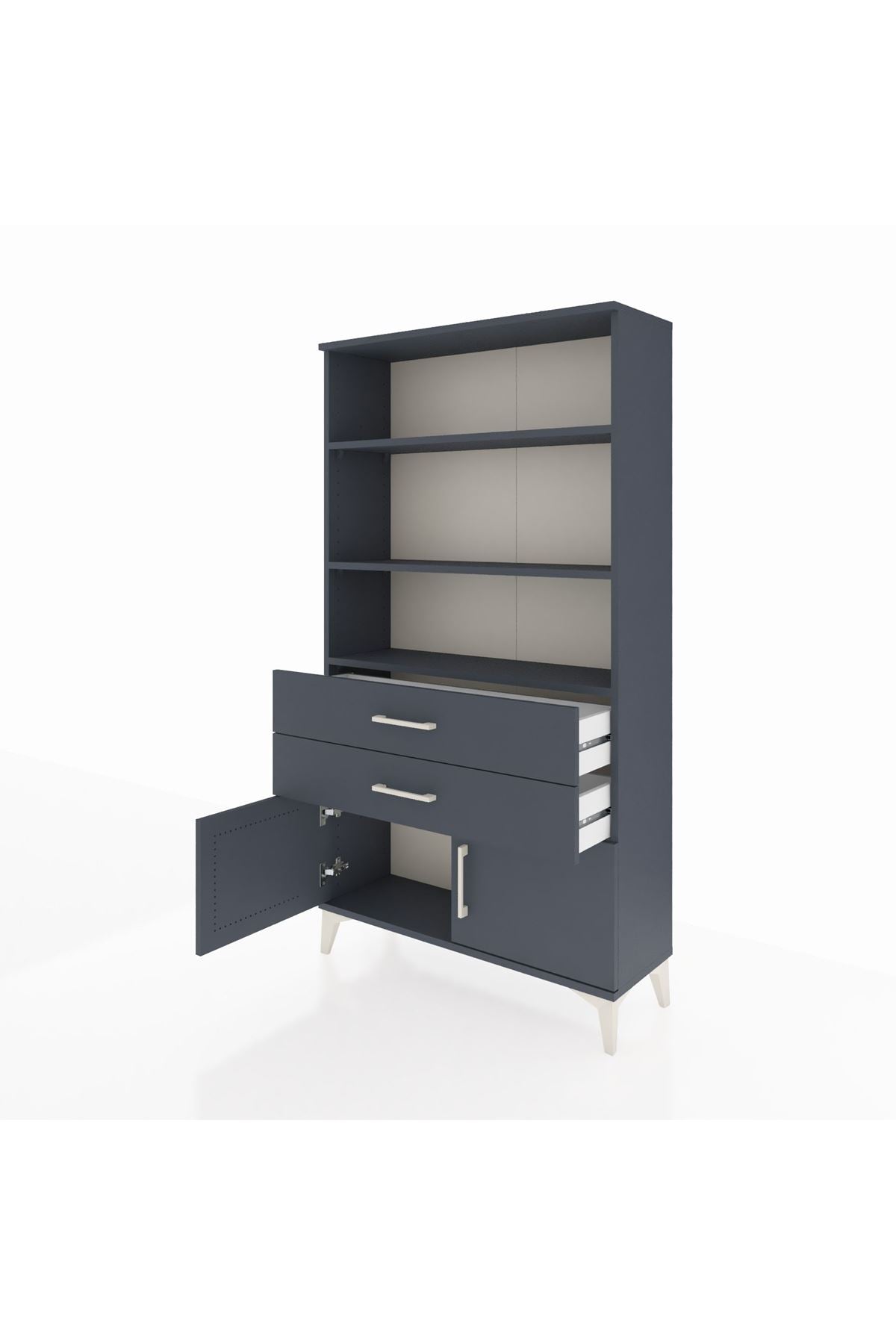 Arges Dolap 3 Raflı 2 Çekmeceli 2 Kapaklı 88x30x163 Antrasit-Antrasit