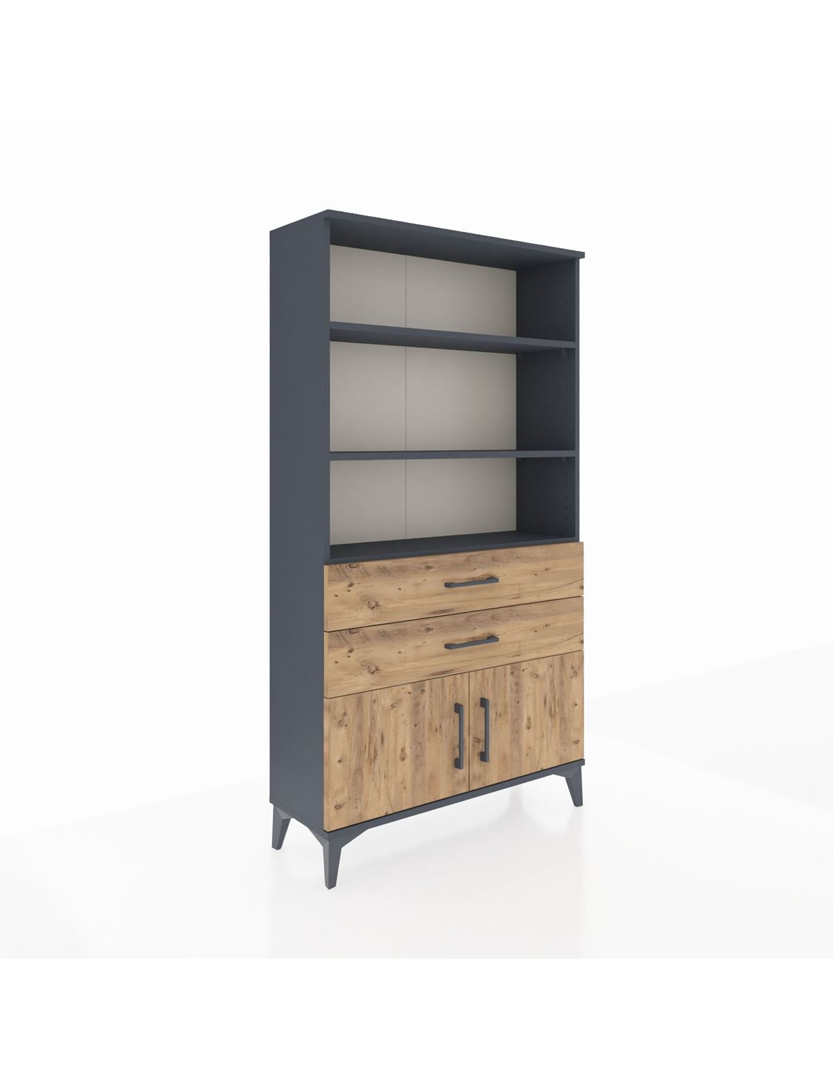 Arges Dolap 3 Raflı 2 Çekmeceli 2 Kapaklı 88x30x163 Antrasit-Çam