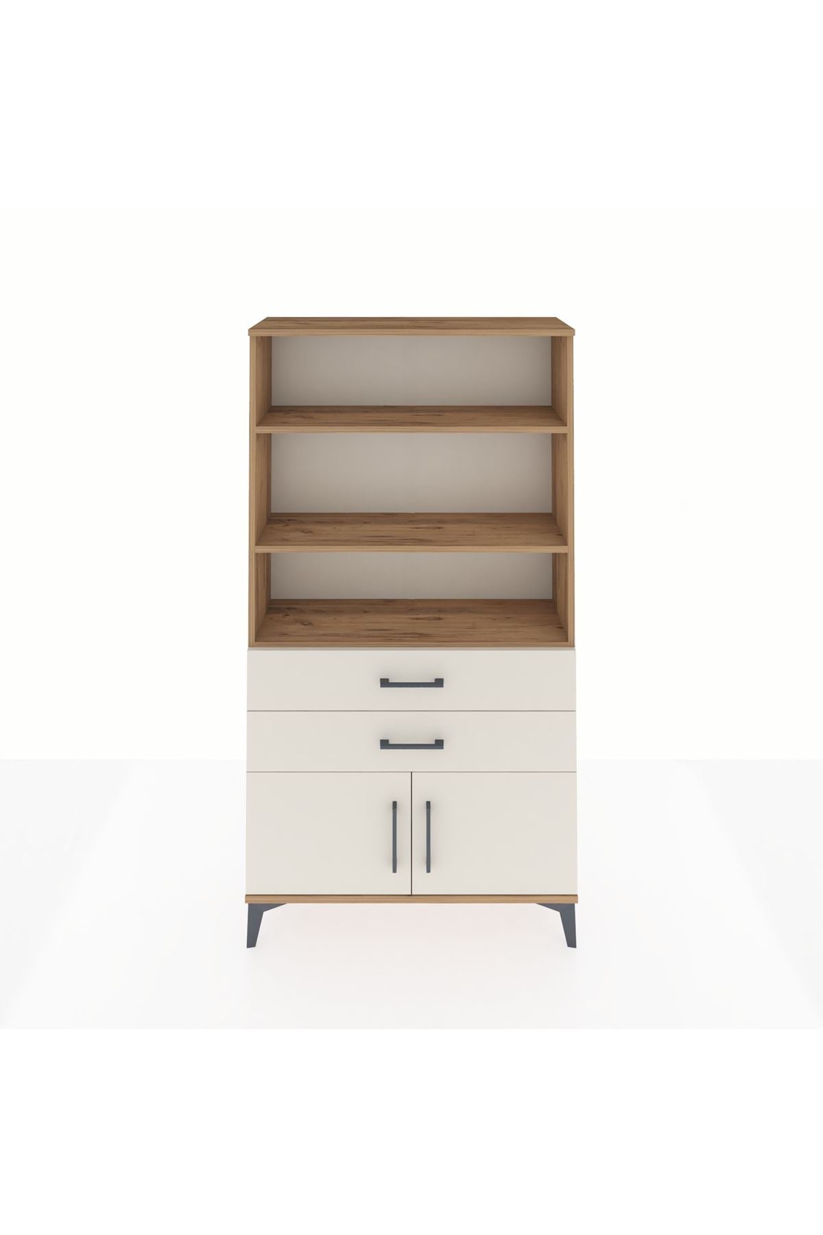 Arges Dolap 3 Raflı 2 Çekmeceli 2 Kapaklı 88x30x163 Çam-Aytaşı