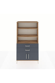 Arges Dolap 3 Raflı 2 Çekmeceli 2 Kapaklı 88x30x163 Çam-Antrasit