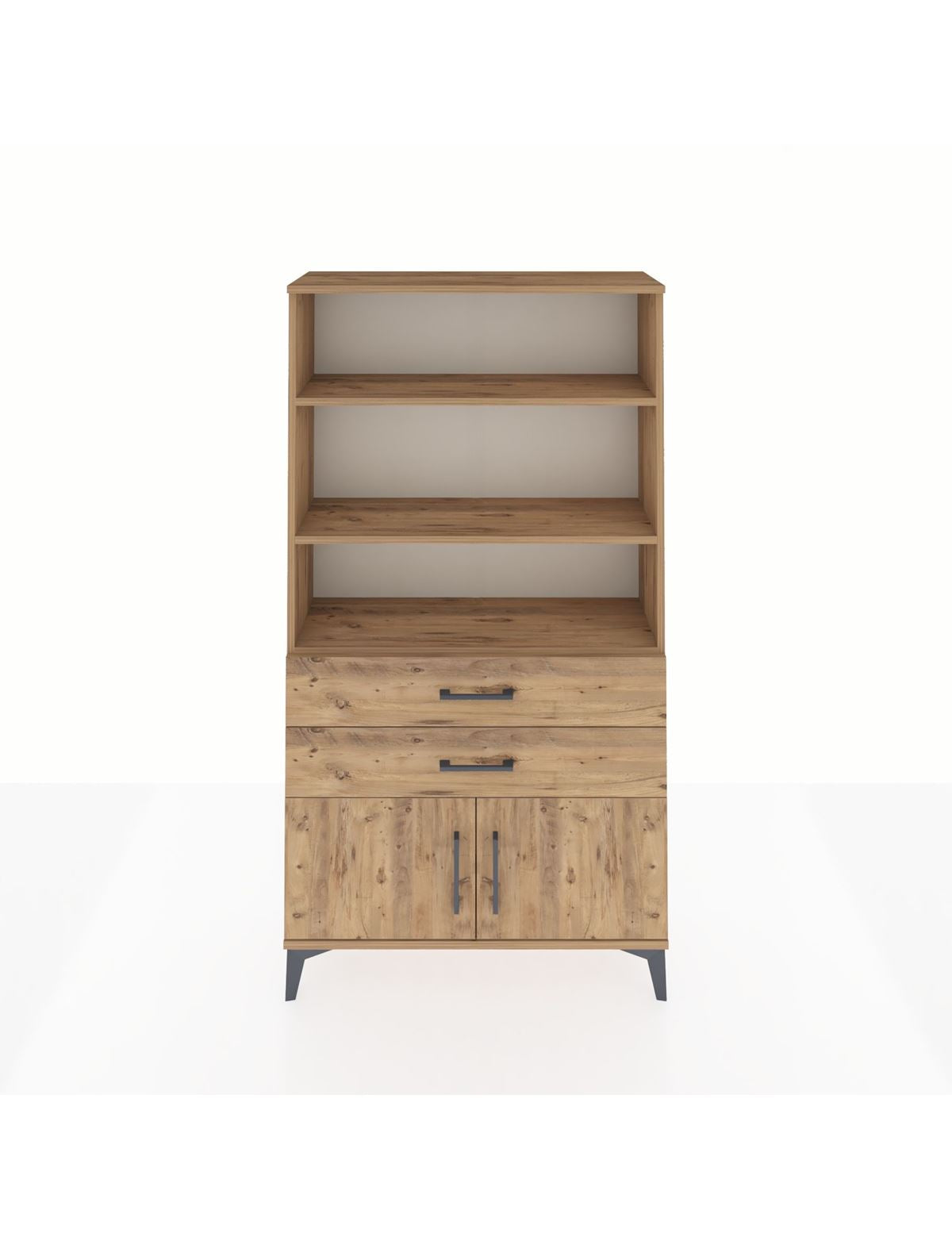 Arges Dolap 3 Raflı 2 Çekmeceli 2 Kapaklı 88x30x163 Çam-Çam