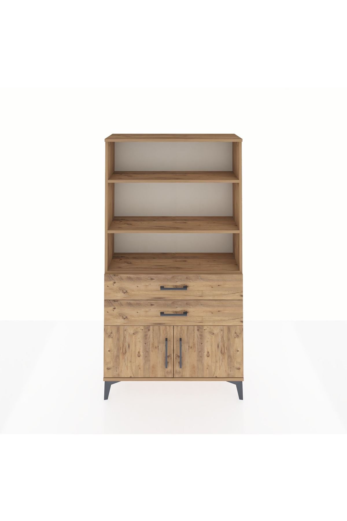 Arges Dolap 3 Raflı 2 Çekmeceli 2 Kapaklı 88x30x163 Çam-Çam