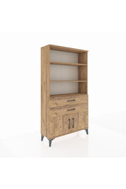 Arges Dolap 3 Raflı 2 Çekmeceli 2 Kapaklı 88x30x163 Çam-Çam