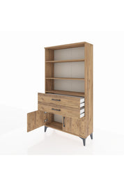 Arges Dolap 3 Raflı 2 Çekmeceli 2 Kapaklı 88x30x163 Çam-Çam