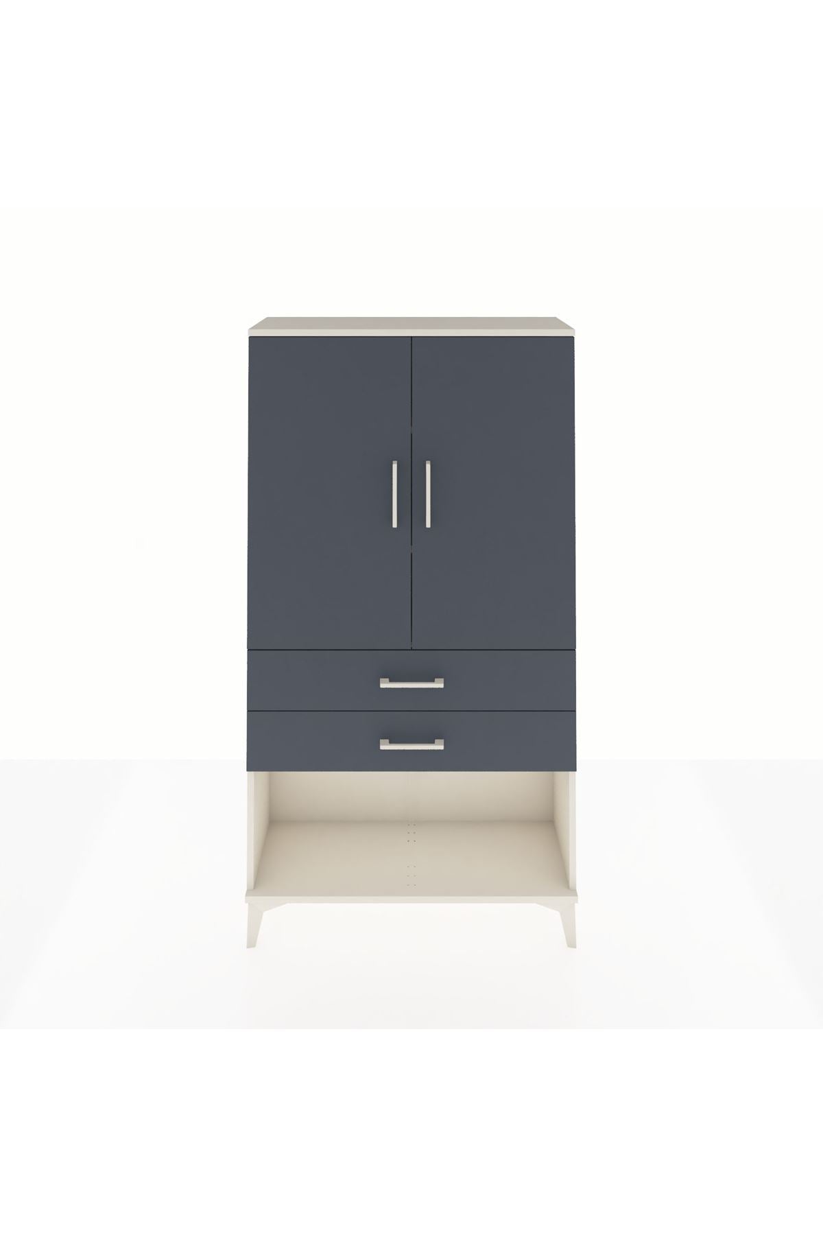 Arges Dolap 3 Raflı 2 Çekmeceli 2 Kapaklı 88x30x163 Aytaşı-Antrasit