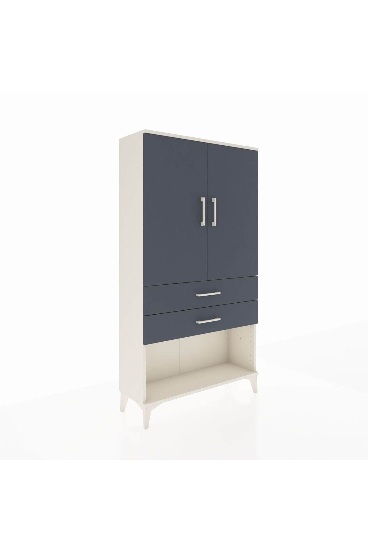 Arges Dolap 3 Raflı 2 Çekmeceli 2 Kapaklı 88x30x163 Aytaşı-Antrasit