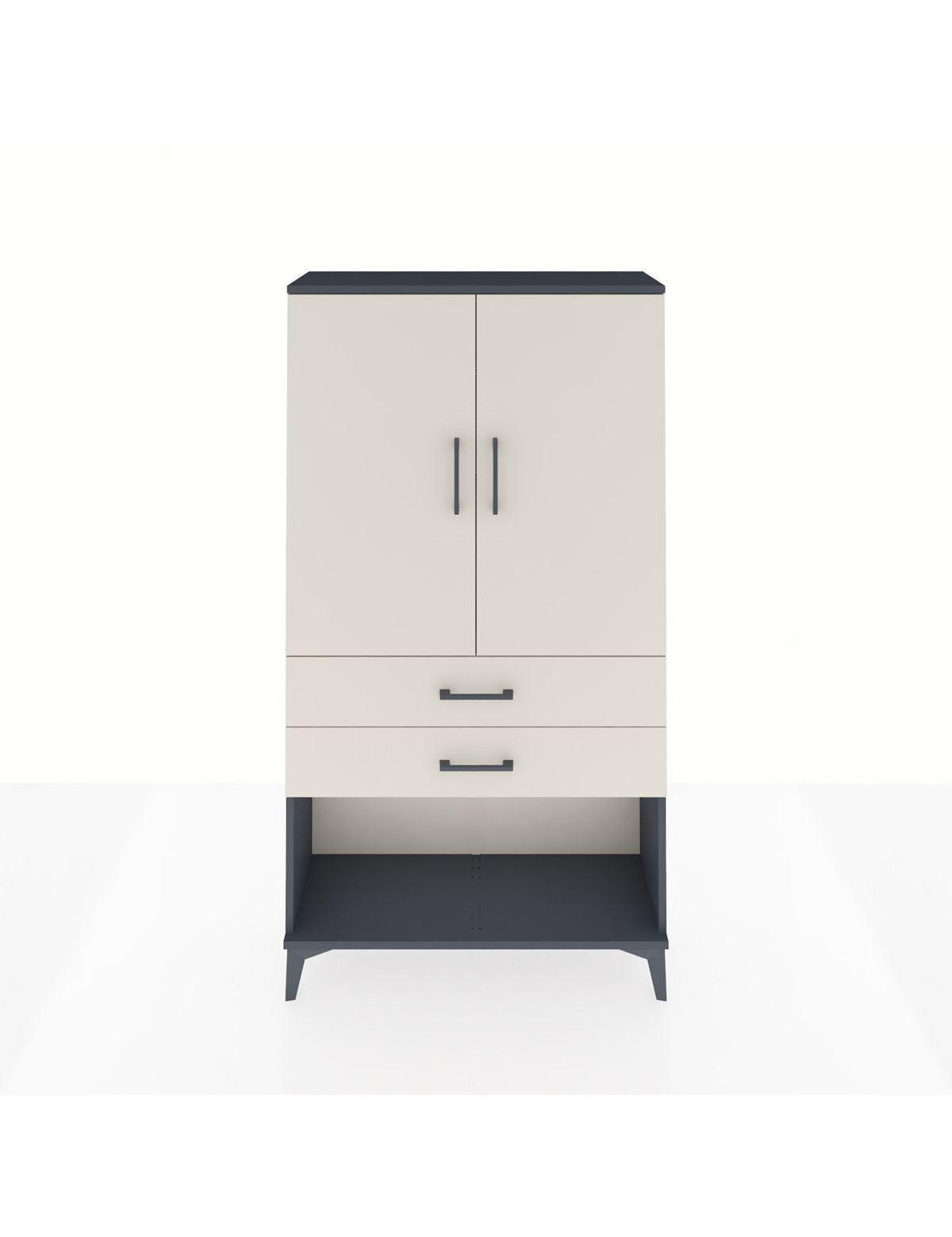 Arges Dolap 3 Raflı 2 Çekmeceli 2 Kapaklı 88x30x163 Antrasit-Aytaşı