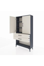 Arges Dolap 3 Raflı 2 Çekmeceli 2 Kapaklı 88x30x163 Antrasit-Aytaşı